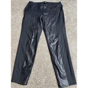 Lane Bryant Black Faux Leather Panel Skinny Pants Stretch Size 18